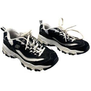 dlites skechers sport athletic shoes black white lace up low size 7 READ